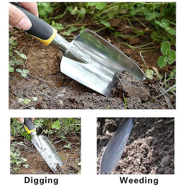 Hagespade i aluminiumslegering for planting, omplanting, luking, flytting