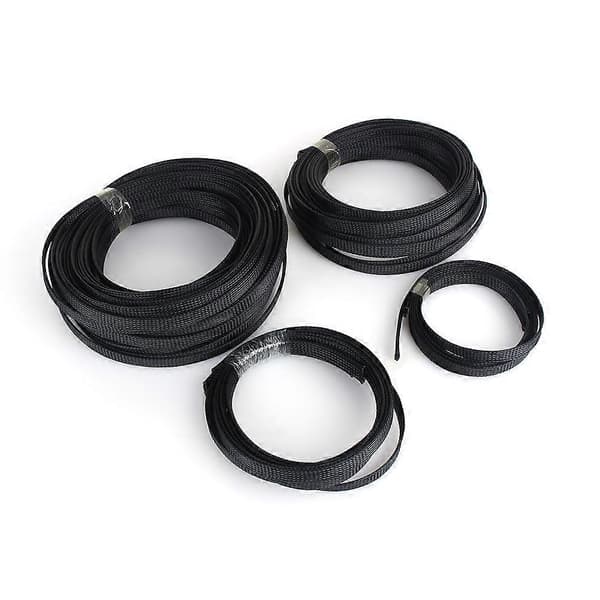 Svart 6mm Expanderbar Flätad PET Kabelskydd Hög Densitet 10m