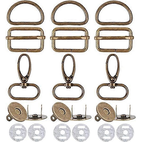 40 stk. Metal Tri-Glide Spænde + D-formede Ringe + Drejekroge + Magnetiske Syknapper DIY Tilbehør til Bælte Rygsæk Håndværkstasker