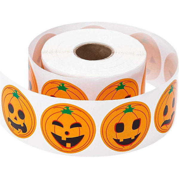 Rulla, jossa 500 kappaletta Halloween-kurpitsatarroja, söpöjä pyöreitä tarroja Halloweeniin