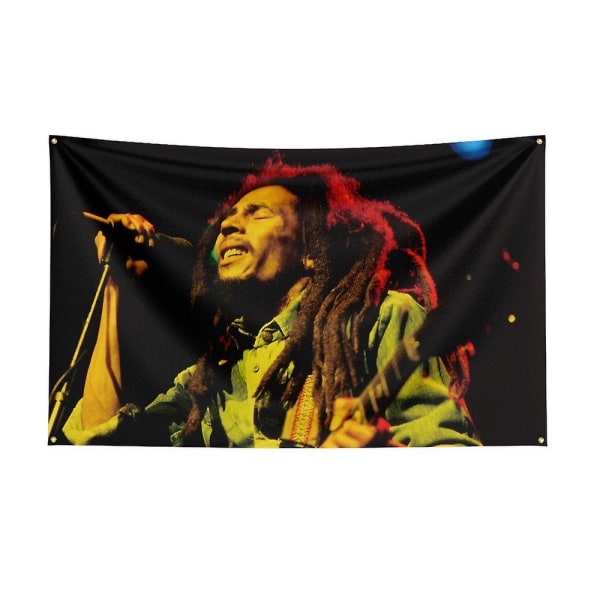 3x5ft Reggae Bob Marley Singer Flagga Polyester Print Musik Memorabilia Bannerdekoration 90x150cm
