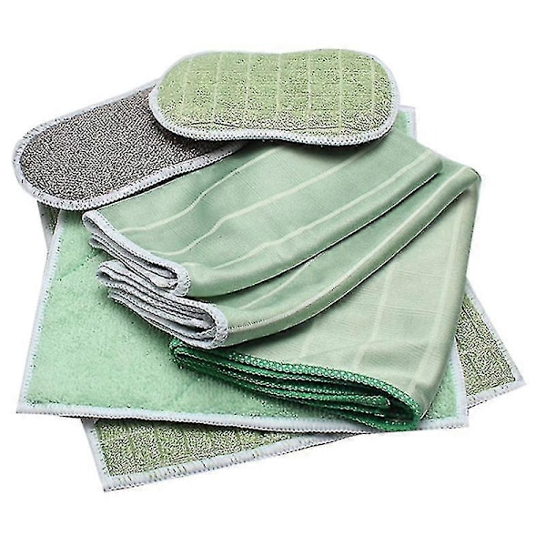 Set med 6 Bambu Mikrofiberdukar för Fönster Speglar Kakel Karosseri Mikrofiber Bambu Glas-jie