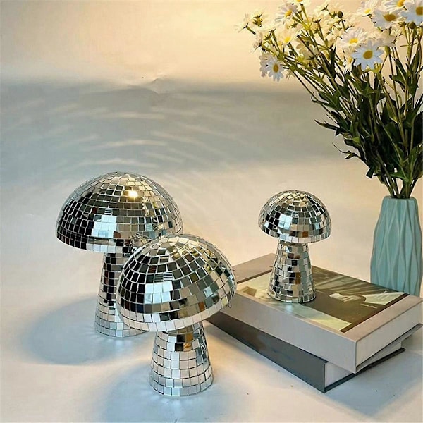 4 tum Svampformad Disco Spegelboll Sovrum Dekoration Estetisk Retro Reflekterande Glittrande Svamp Party Heminredning