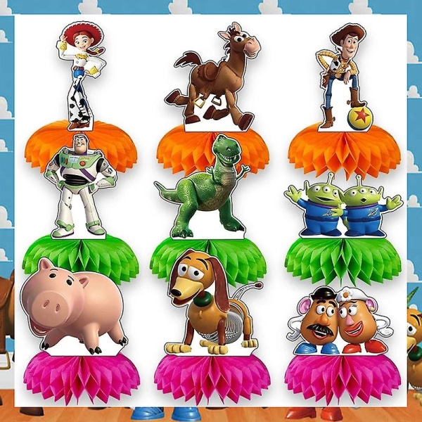 Blå himmel Vita moln Tema Festtillbehör Tecknad Toy Story Engångsservis kopp för barn Pojkar Födelsedagsfestdekorationer 9pcs