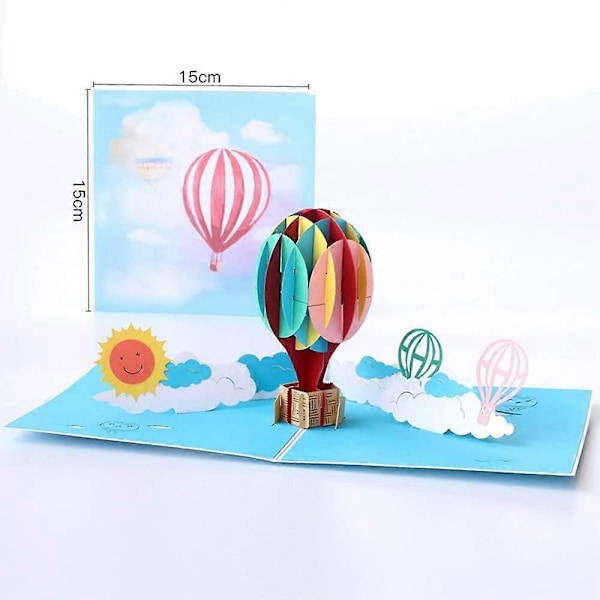 3D Pop Up [Syntymäpäiväkortti] (Kuumailmapallo) [Onnittelukortti] [Valmistujaiskortti] luovalla paperileikkauskuviolla, lahja syntymäpäiväksi, valmistujaisiin, jouluun