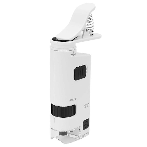 80-120X Justerbar Zoom LED Mobiltelefon Mikroskop Mini Smartphone Lins Förstoringsglas Klämma