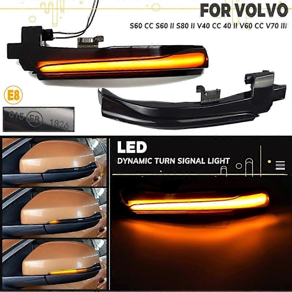 For V40 CC II S60 2011-2018 S80 V70 III Bil Dynamisk LED Blinklys Sidespeil Lys Indi