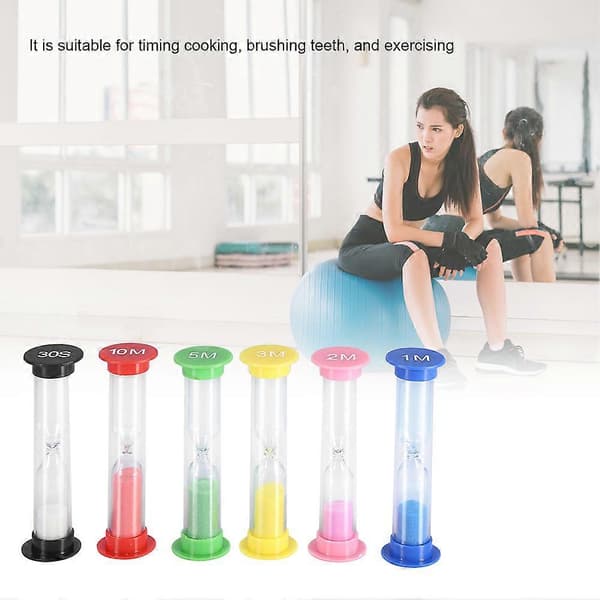 6 st/set Sandglas Timer Timglas för Matlagning Bakning Spel Träning Dekoration