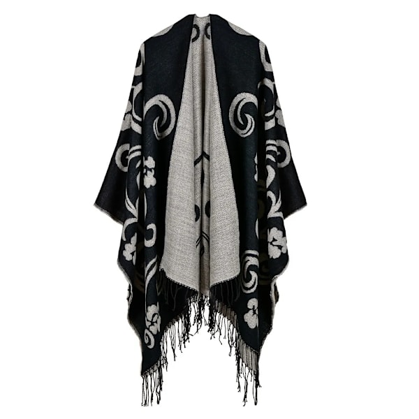 Kvinnors tofs imitera kashmirsjal Höst Vinter kan förtjockas Bär på båda sidor Lady Ponchos Capes Khaki 9 One Size