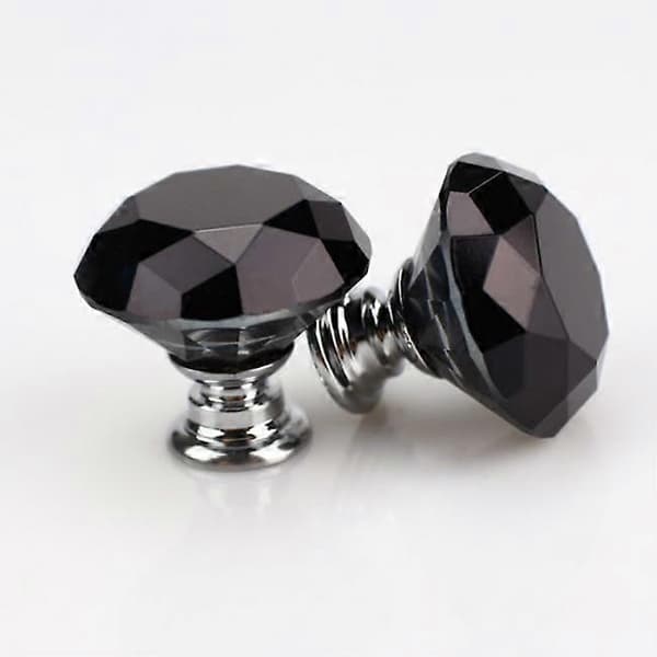 Knapper 2 stk - Diamant / Krystal Sort med sølv base Sort