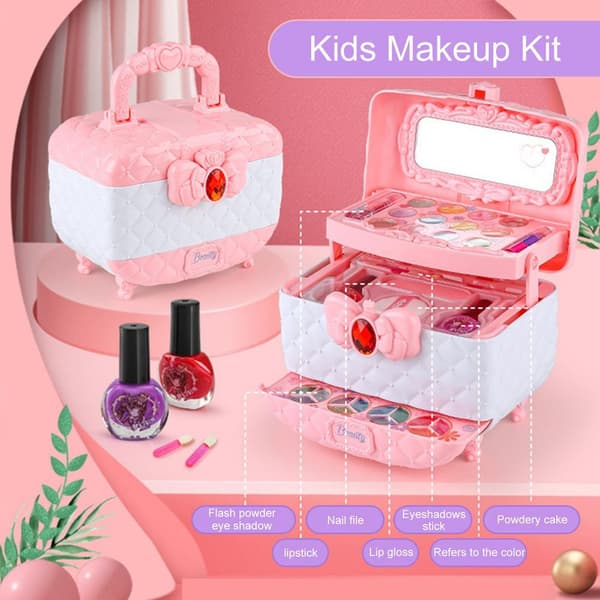 Barnleksaker Tvättbar Ögonskugga Läppstift Nagellack Lekhus DIY Set Leksaksset Barn