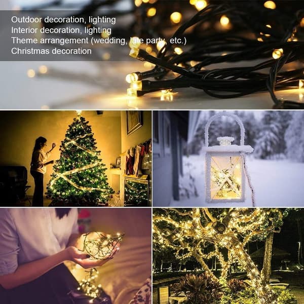 LED lyskæde (200 LED'er) – Indendørs/Udendørs julepynt – 20 meter – Gul – Sort kabel