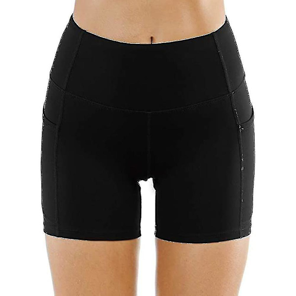 1 st Kvinnors yogashorts med hög midja med sidofickor Magkontroll black