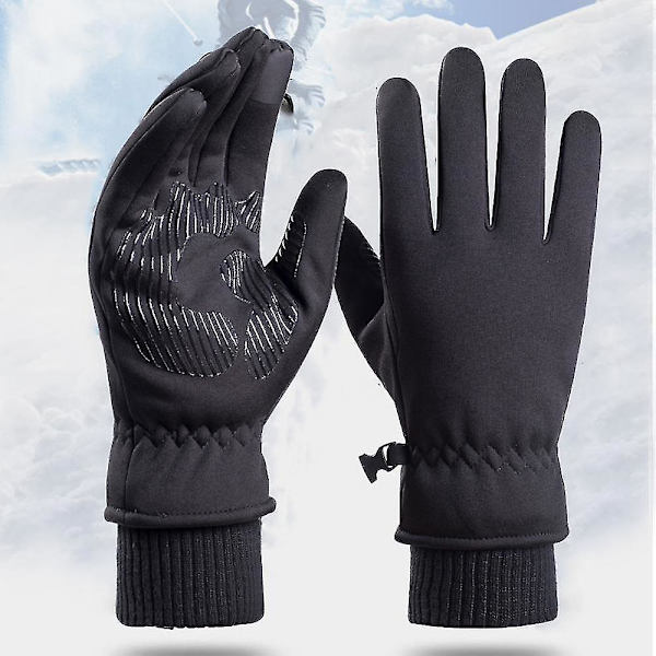 Utomhus Pekskärm Ridning Varm Full Finger Ski Bergsbestigning handskar Black