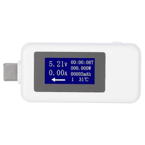 TypeC Tester Multifunktionel Tovejs Strømspænding DC Digital Voltmeter (Hvid)