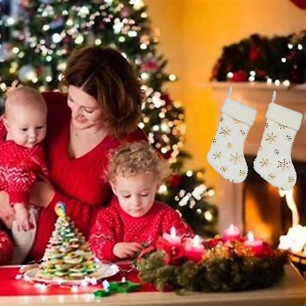 Plysch Snowflake Julstrumpor Julklappssockor Barnstrumpor