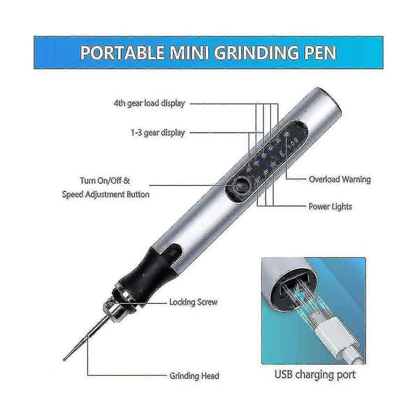 Usb Customizer Professionel Graveringspen 30 Bits, Genopladelig Graveringspen Trådløs, Graveringsværktøj Til