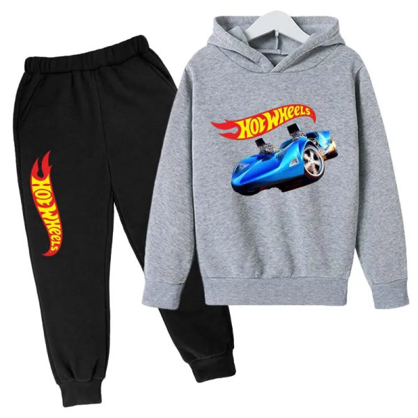 Hot Wheels Barn Vår Höst Casual Träningsoveraller 3-13 år Pojkar Flickor 2st Pullover Huvtröja+byxor Kostymer Barnkläder Set 11 10-11T