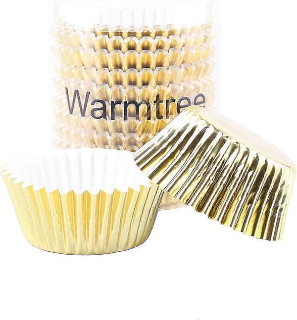 200 stk. Standard Størrelse Folie Cupcake Forme Bageforme (guld) ny