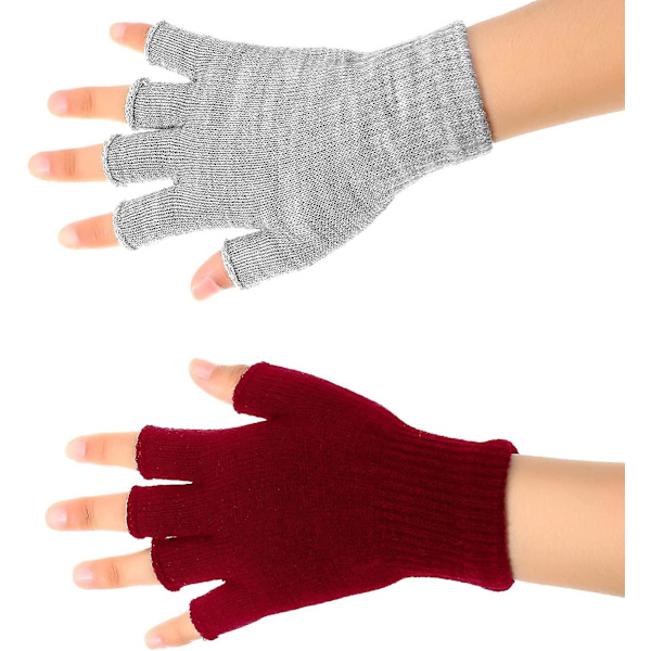 4 par Vinter Half Finger Handskar Stickade Fingerless Vantar Varm Stretchig Style2