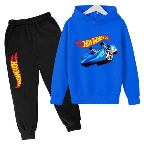 Hot Wheels Barn Vår Höst Casual Träningsoveraller 3-13 år Pojkar Flickor 2st Pullover Huvtröja+byxor Kostymer Barnkläder Set 10 4-5T