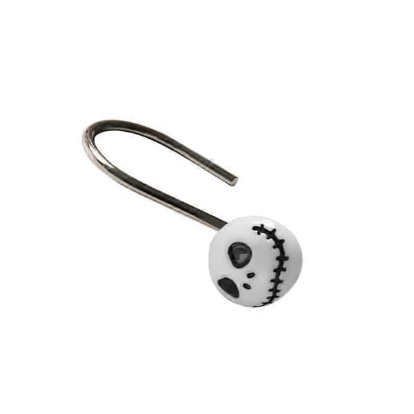Modern design duschdraperikrok för duschen, duschdraperikrokar i set om 12, vit/silver metall och plast duschring