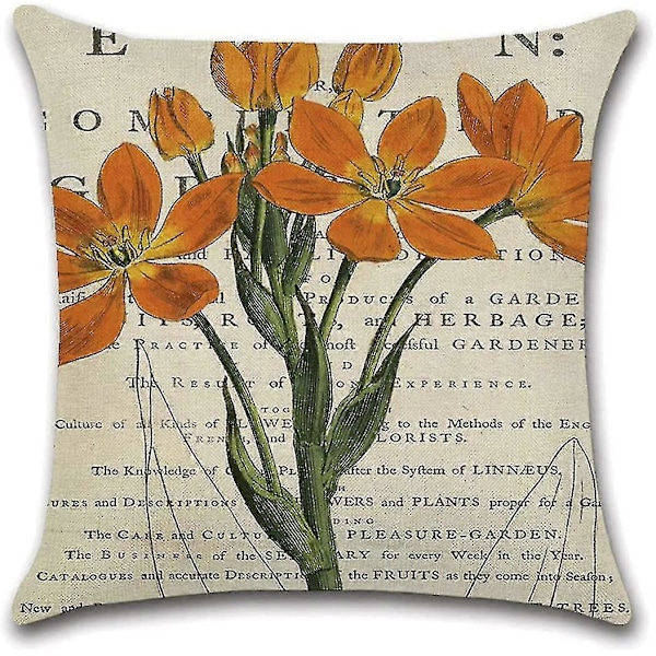 Blomkuddöverdrag, 45cm X 45cm Bokstavsblommiga Prydnadskuddfodral, Paket med 4