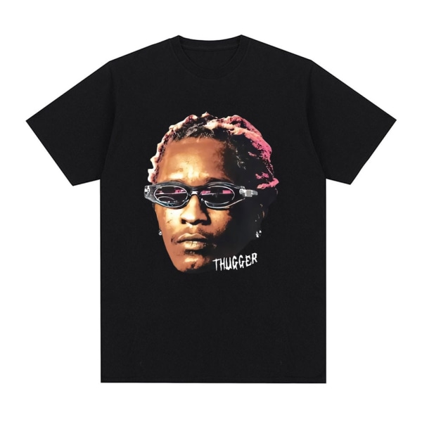 Rapper Young Thug Grafisk T-shirt Herr Kvinnor Mode Hip Hop Vintage T-shirt Q05921 Black XS
