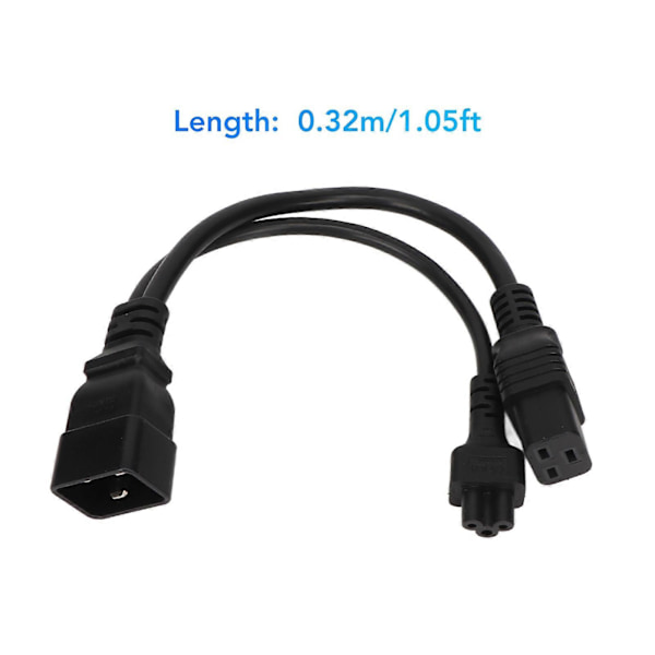 IEC320 C20 Hane till C5 C19 Hona Kabel 20A 125V 16A 250V 1 in 2 Ut PVC Hölje IEC320 Y Splitter Kabel 0.32m