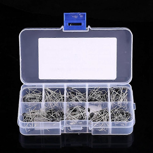 200 stk. 10 Værdier Ensretterdiode Sortiment Elektronisk Kit 1N4001~1N4007 1N5817~1N5819 Med Æske
