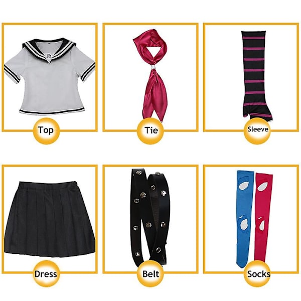 Super Danganronpa Ibuki Mioda Cosplay Kostym Klänning Uniform Kostym Halloween Carnival Kostymer Mioda Ibuki Cosplay Peruk Set Xs-3xl XS
