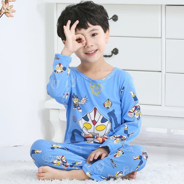 Tecknade Pyjamas Set Barn Flicka Pojke Lång Pyjamas Sovkläder Nattkläder Superman 6-7 Years