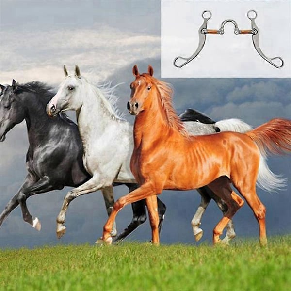 Rustfrit Stål Snaffle Bid Hestebid Western Snaffle Bid til Mundtræning Bid med Kobberport