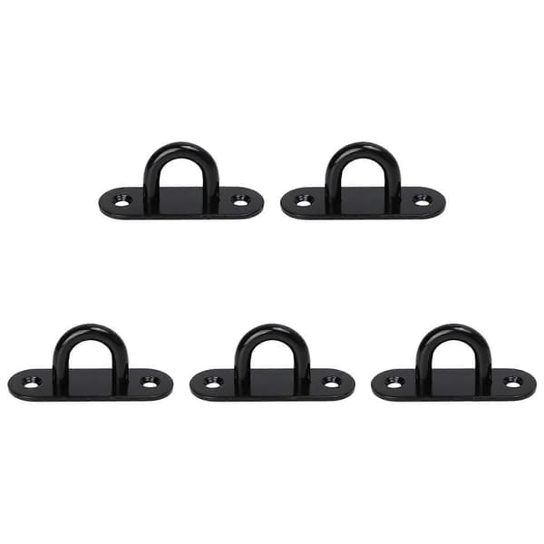 5 STK Rustfri Stål Øjeplade Loftkrog Pad Øjeplade Forstærket Bærende Dør Fastgørelsesspænde Oval Sort 8mm/0.31in