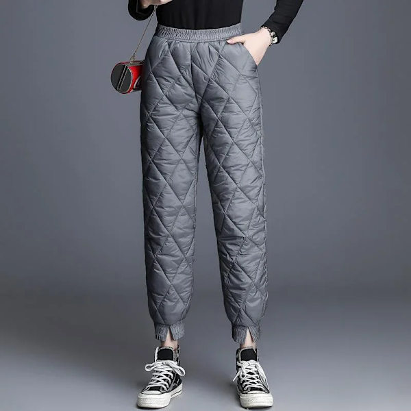 Dam Vintervarma bomullsbyxor Koreanska vindtät Vadderade vadderade byxor Elastiska midja Joggingbyxor Varm Quiltad joggingbyxa 3 XXXL