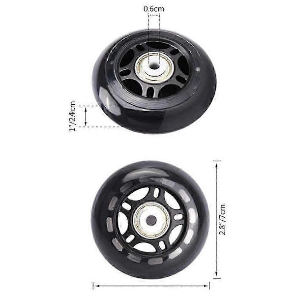 4 kpl Rullaluistimet Ei-vilkkuva pyörä Luistelupyörä 70x24mm Laakeri Luistintarvikkeet Liukumaton