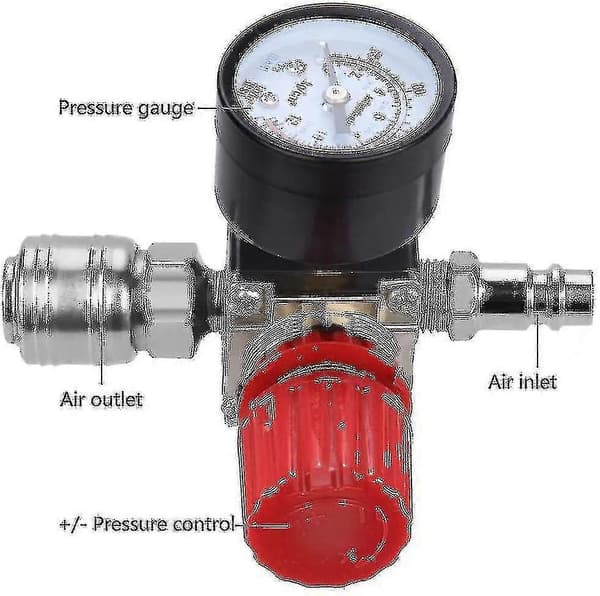Lufttryksregulator Trevejsventil 175psi 12bar 1/4 Tomme Lufttryksmåler Regulator Til Kompressor (ny 3-vejsventil)-jie