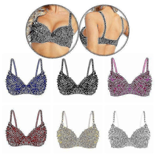 Tribal Glitter Paljettprydd Magdans BH Topp för Kvinnor