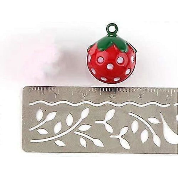 10 st Söta Mini Rosa Klockor Jordgubbsform Koppar Jingle Bells För Passande Halsband till Husdjur (röd)