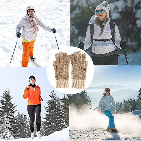 Vinter Touchscreen Stretch Thermal Magic Handskar Varm Ull Stickad Tjock Fleece Style2
