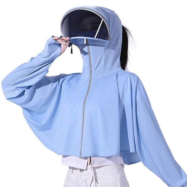 Anti-ultraviolett andas solskyddande blusar Ice Silk Solskyddande kläder Drop Shipping Blue