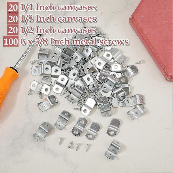 60 st Canvas Offset Clips Ramklämmor, 1/4 tum, 1/8 tum, 1/2 tum Canvas