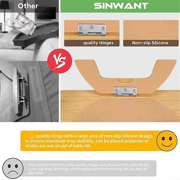 Sofa Clip-on Sidebord til Brede Sofaer Armlæn, Foldbart Sofabakke med 360° Roterende Telefonholder