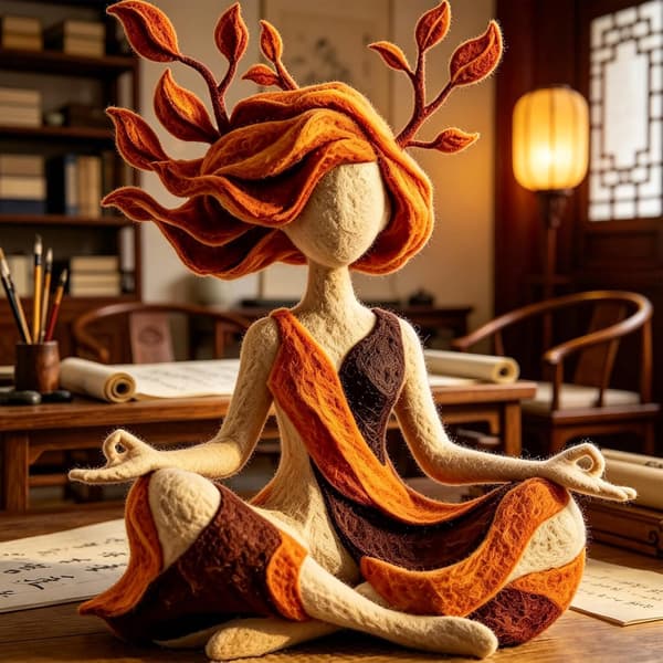 Inner Harmony Hartsfigur – Handmålad Konstverk för Heminredning (Vardagsrum, Sovrum, Skrivbord, etc.) C