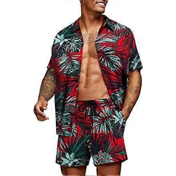 Miesten Havaiji-paita kukkaprintillä, rento napillinen lyhythihainen paita, XL