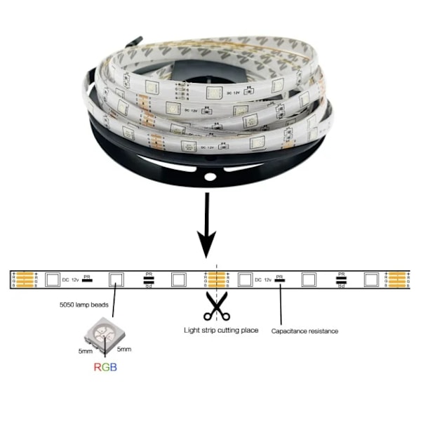 5m - LED-lysstripe RGB / Halo / LED-lysstripe flerfarget