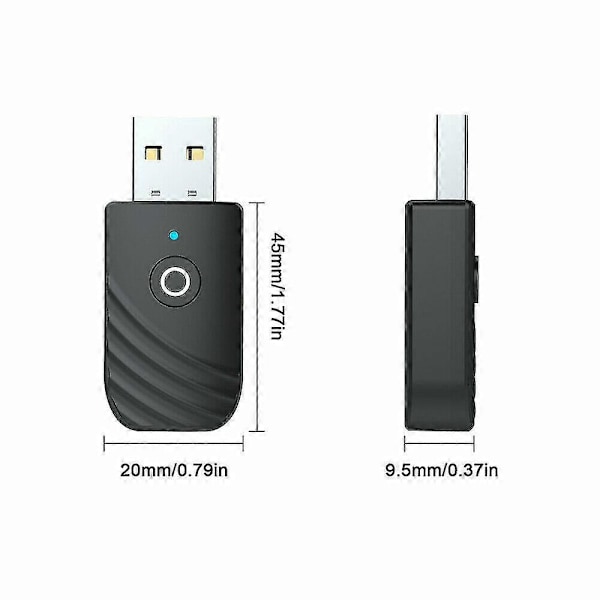 Trådløs USB Bluetooth 5.0 Audio Transmitter Receiver 3i1 Adapter Til PC TV Bil