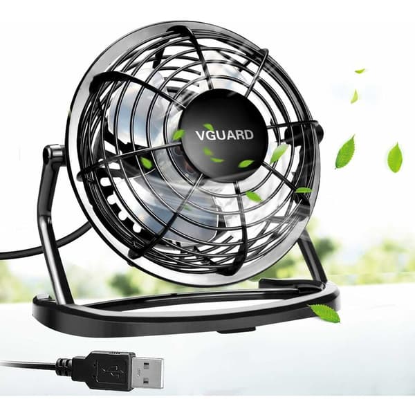 4-tums Mini USB-fläkt – 360° Rotation – Tyst Drift för Kontor, Camping, Barnvagnar – USB-driven – ABS-plast