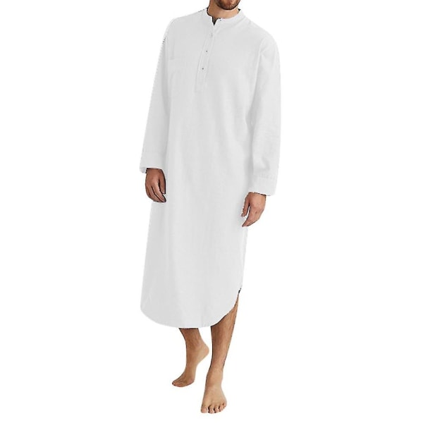 Herr pyjamas med huva i bomull Bomullspyjamas Mjuk pyjamas White 2XL