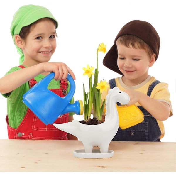 Keramisk sukkulentepotte med underskål, dinosaurformet kaktusblomsterpotte, mini indendørs plantepotte gave dekoration til hjemmekontor bonsai plantekasse (N